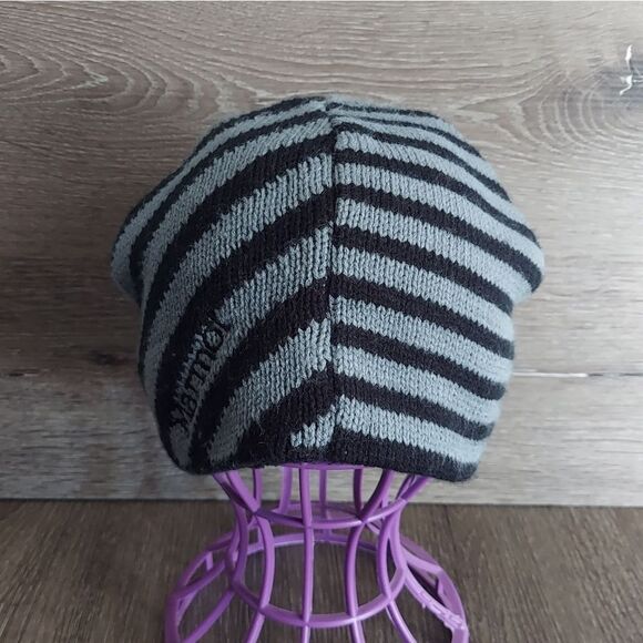 Marmot Fleece Lined Striped Black and Gray Knit  Beanie - Picture 1 of 5